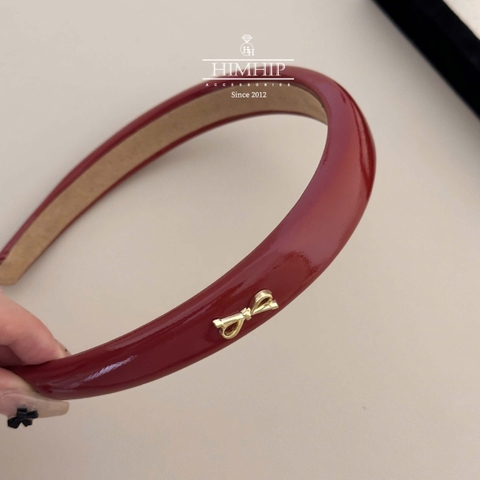 Bờm HimHip Giả Da Phối Charm Nơ Thanh Lịch 2.2cm