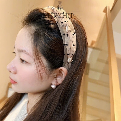 Bờm Tóc HimHip Voan Vải Chấm Bi Phối Phale Thanh Lịch