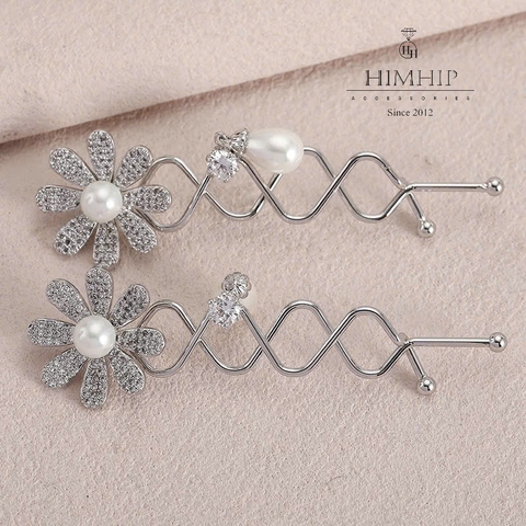 Kẹp Mái HimHip HKCC Lượn Sóng Hoa Cúc Nhỏ Nụ Giả Trai 7.9x2.5cm