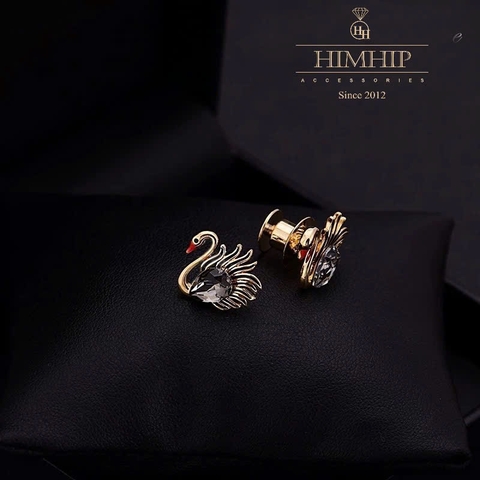Pin Cài Cúc HimHip HKCC Thiên Nga Phale Đen Quý Phái 1.5x1.5cm