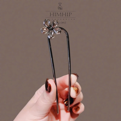 Trâm Cài Tóc HimHip HKCC Hoa Phale 5 Cánh 2.2cm Thanh Lịch 11*2.5cm Kèm Hộp Phụ Kiện Áo Dài