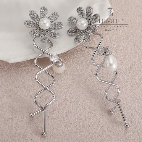 Kẹp Mái HimHip HKCC Lượn Sóng Hoa Cúc Nhỏ Nụ Giả Trai 7.9x2.5cm