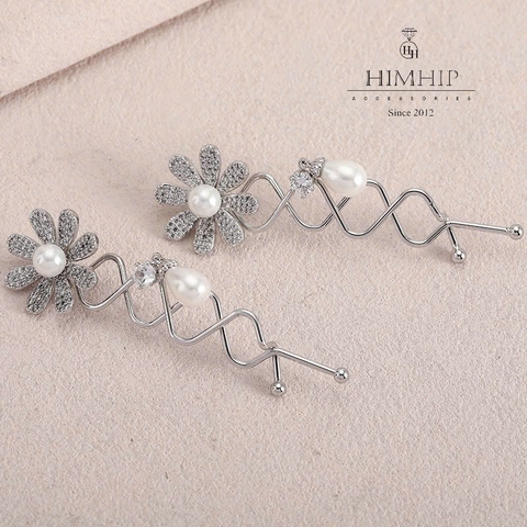 Kẹp Mái HimHip HKCC Lượn Sóng Hoa Cúc Nhỏ Nụ Giả Trai 7.9x2.5cm