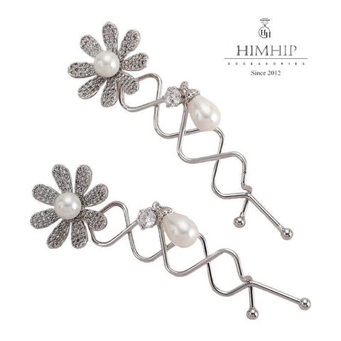 Kẹp Mái HimHip HKCC Lượn Sóng Hoa Cúc Nhỏ Nụ Giả Trai 7.9x2.5cm