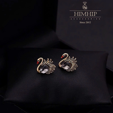 Pin Cài Cúc HimHip HKCC Thiên Nga Phale Đen Quý Phái 1.5x1.5cm