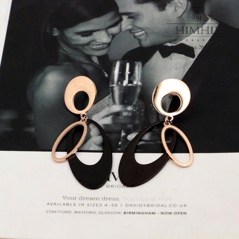 Khuyên Tai Dài HimHip TiTan Nối Vòng Oval Sang Trọng