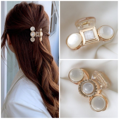 Kẹp Càng Cua HimHip Composite Mặt Đá Viền Vàng Thanh Lịch 8 Răng 5cm