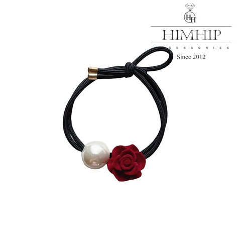 Dây Buộc Tóc HimHip Mix Hoa Hồng Nhung Thanh Lịch - Đỏ