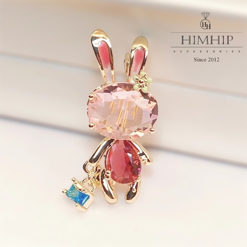 Trâm, Ghim Cài HimHip Thỏ Xách Giỏ Đáng Yêu HKCC Đính Phale 3,5*1,5cm