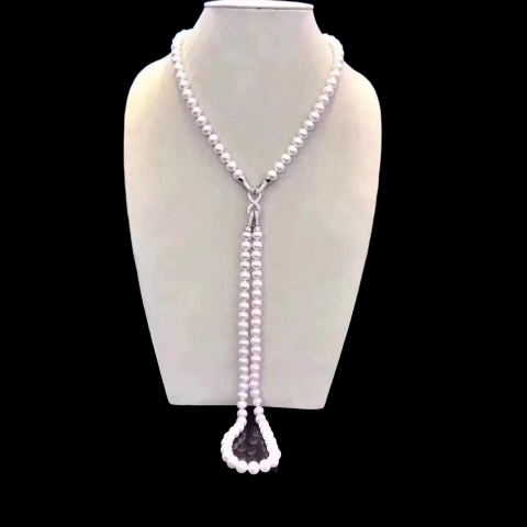 [Thiết Kế] Vòng Cổ HimHip Tinh Thể Ngọc Trai Mặt Khóa Số 8 Đính Phale Sang Trọng 48+0cm