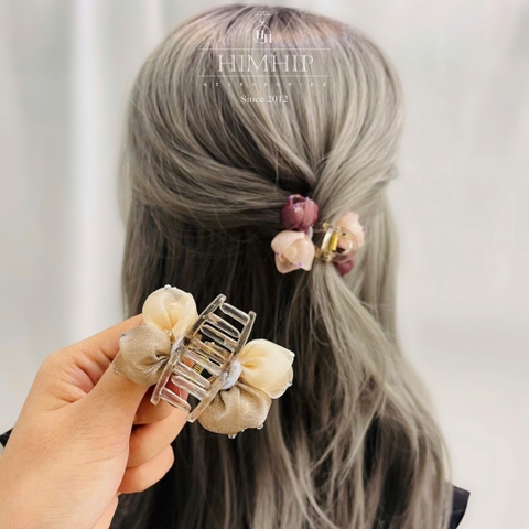 Kẹp Càng Cua HimHip 2 Hoa Voan Nhỏ Nụ Giả Trai Phối Phale 8 Răng 4.5x3.5cm Loại 2