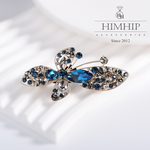 Kẹp Bấm HimHip HKCC Đính Phale Nơ Bướm Râu Xoắn Sang Trọng 8x4cm