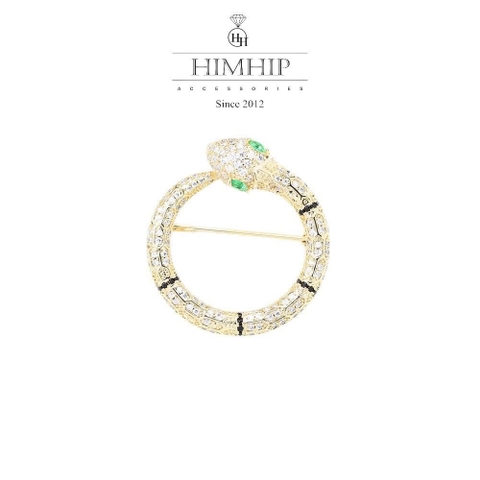 Trâm, Ghim Cài Áo Nam Nữ HimHip Rắn Mắt Xanh Sang Trọng HKCC Đính Phale 2,5*3cm