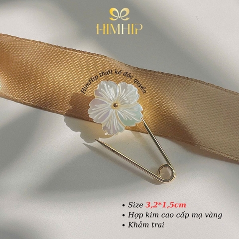 [Thiết kế] Trâm, Ghim Cài Áo Kim Băng HimHip HKCC Bạch Vân Mai 3.2x1.5cm