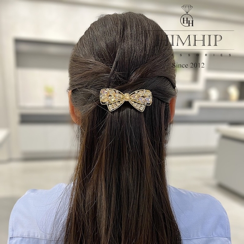 Kẹp Bấm HimHip HKCC Đính Phale Nơ Sang Trọng 3x7cm