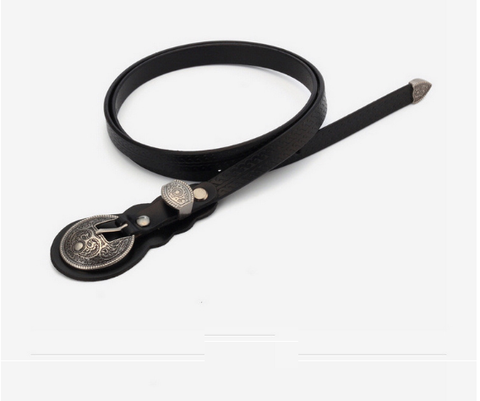 Dây Lưng HimHip Da Thật Khoá Tròn Họa Tiết Cổ Điển 1.3x101cm