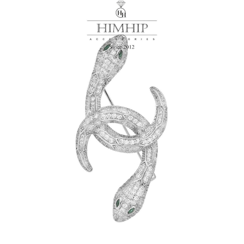 Trâm, Ghim Cài Áo Nam Nữ HimHip Rắn Đôi Thanh Lịch HKCC Đính Phale 2,5*6cm