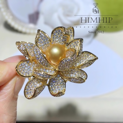 Trâm, Ghim Cài HimHip Hoa Sen Nhụy Trai Sang Trọng HKCC Đính Phale 4*5cm