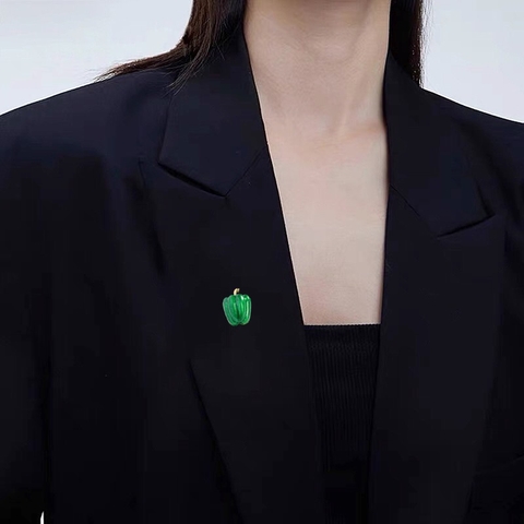 Pin Cài Áo HimHip Ớt Chuông Dễ Thương HKCC Phủ Bóng 1,4*1cm