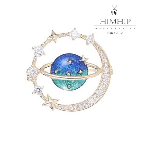 Trâm, Ghim Cài Áo Nhỏ HimHip Hành Tinh Cùng Vòng Tròn Vũ Trụ Thanh Lịch HKCC Đính Phale 2,5cm nam nữ
