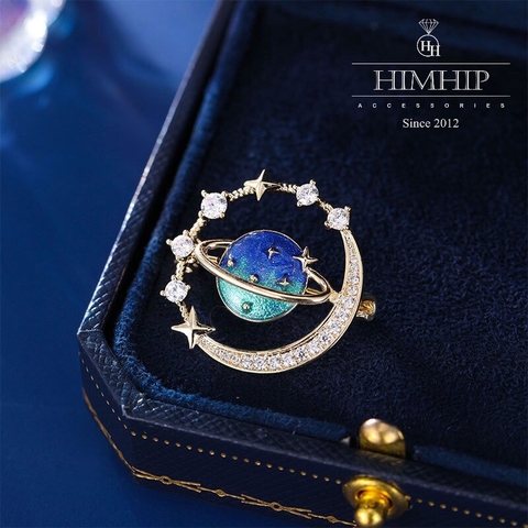 Trâm, Ghim Cài Áo Nhỏ HimHip Hành Tinh Cùng Vòng Tròn Vũ Trụ Thanh Lịch HKCC Đính Phale 2,5cm nam nữ