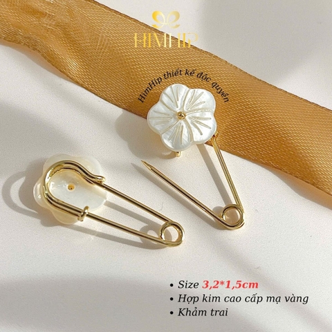 [Thiết kế] Trâm, Ghim Cài Áo Kim Băng HimHip HKCC Thanh Mận Hoa 3x1.5cm