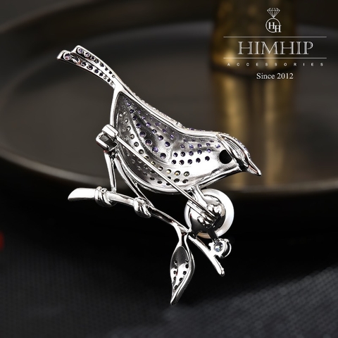 Trâm, Ghim Cài Áo HimHip Bồ Câu Tím Thanh Lịch HKCC Đính Phale 5,5*4cm