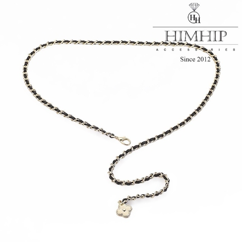Dây Lưng HimHip Xích Phối Da Charm Cỏ 4 Lá Sang Trọng