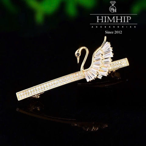 Kẹp Bấm HKCC Đính Đá Phale Thiên Nga Sang Trọng 7cm