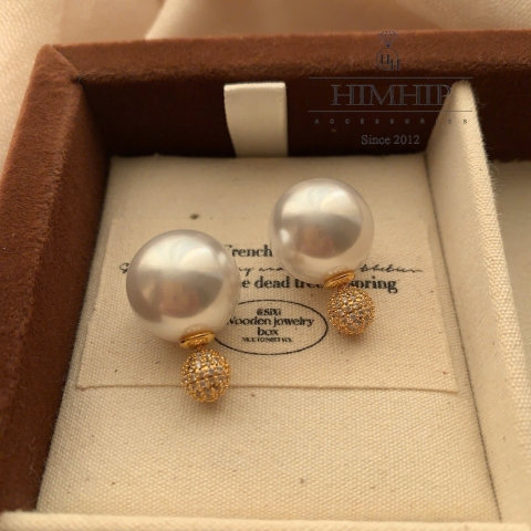 Khuyên Tai Nụ HimHip HKCC Nụ Tròn Phale 0.7cm Phối Nụ Hạt Giả Trai 1.4cm