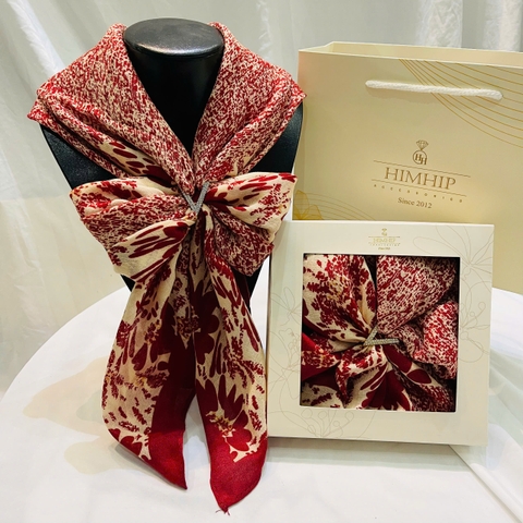 Set Quà HimHip Khăn Viscose  90x90cm & Cài Khăn Kèm Túi Hộp Thiệp - 457