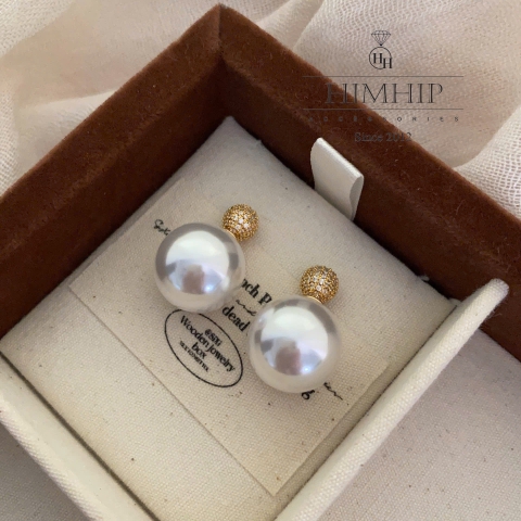 Khuyên Tai Nụ HimHip HKCC Nụ Tròn Phale 0.7cm Phối Nụ Hạt Giả Trai 1.4cm