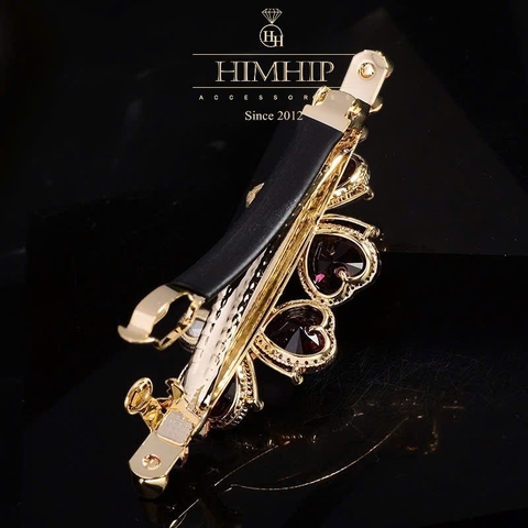 Kẹp Bấm HimHip HKCC Bướm Cánh Tim Phối Đá Phale Lấp Lánh 8.3*2.8cm
