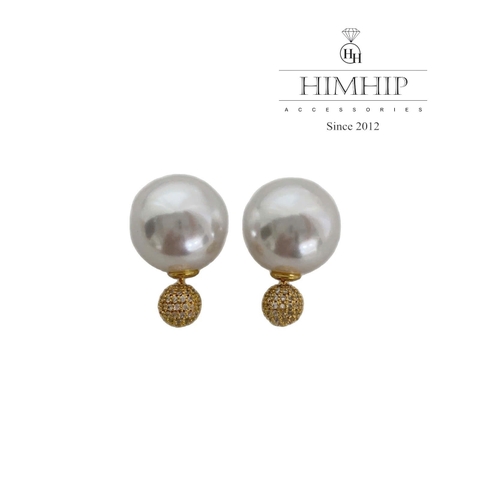 Khuyên Tai Nụ HimHip HKCC Nụ Tròn Phale 0.7cm Phối Nụ Hạt Giả Trai 1.4cm