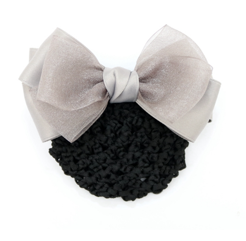 Kẹp Bối, Búi Lưới HimHip Phối Vải Voan Nơ To Thanh Lịch 7x13cm