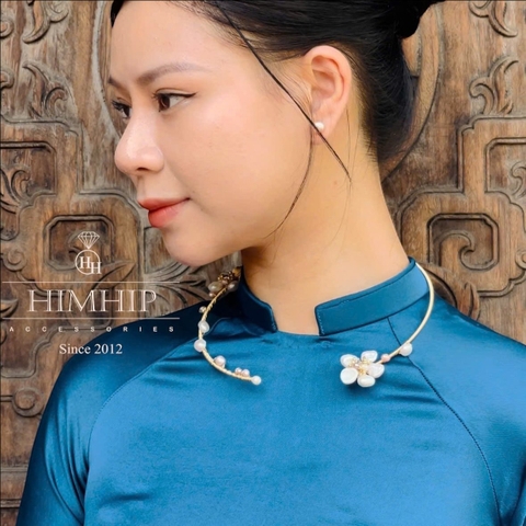 Kiềng Cổ HimHip Trai Dị Ngọc Mai Kết Tầm Xuân 15cm Phụ Kiện Áo Dài