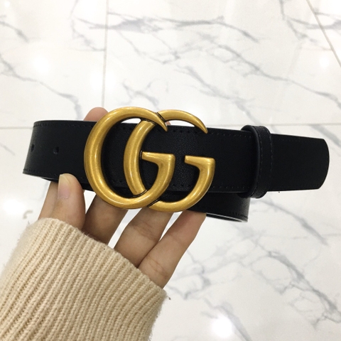 Dây Lưng HimHip Da Thật Mặt Chữ GG Vàng Sang Trọng 98cm