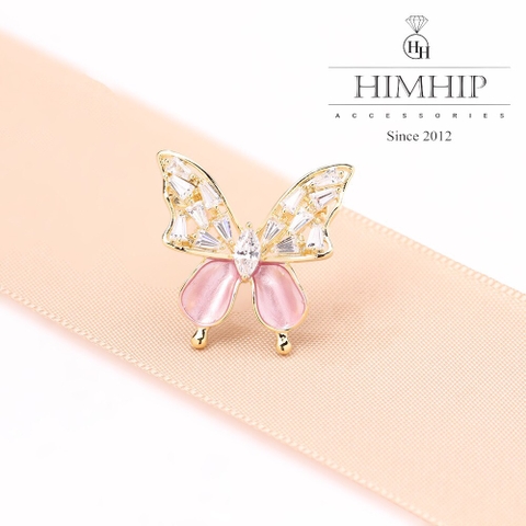 Trâm, Ghim Cài Áo HimHip Cánh Bướm 2 Màu Nhẹ Nhàng HKCC Đính Phale 2,2*2cm