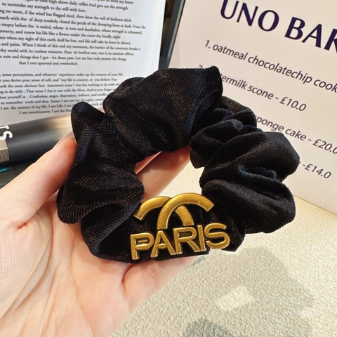 Dây Buộc Tóc Scrunchies Nhung Chữ Paris 3.5cm