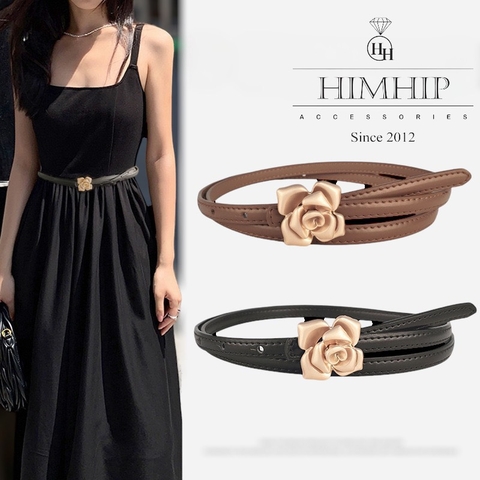 Dây Lưng HimHip Da Thật Phối Mặt Hoa Hồng Thanh Lịch 1x101cm