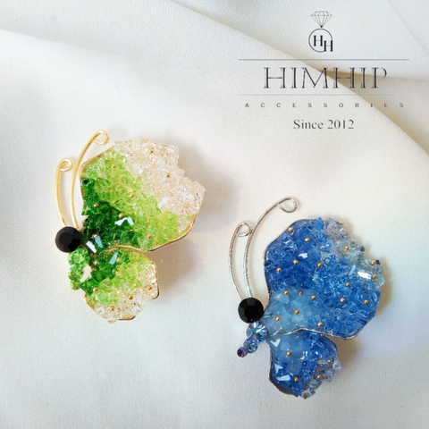 Trâm, Ghim Cài Áo HimHip Bướm Đá Lấp Lánh Sang Trọng HKCC Đính Phale 3*4cm