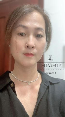 [Thiết Kế] Vòng Cổ HimHip Tinh Thể Ngọc Trai 3 Li Phối Mặt Đá Phale Trắng Sang Trọng 34+7cm