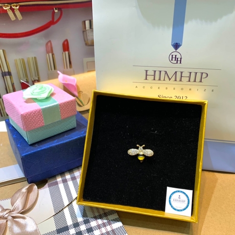 Pin Cài Áo HimHip Ong Vàng Họa Tiết Cổ Điển HKCC Đính Phale 1,5*2,2cm