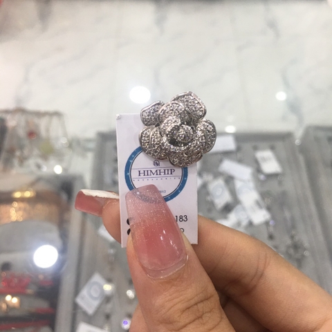 Pin Cài Áo HimHip Hoa Hồng Trắng Sang Trọng HKCC Đính Phale 1.9 cm