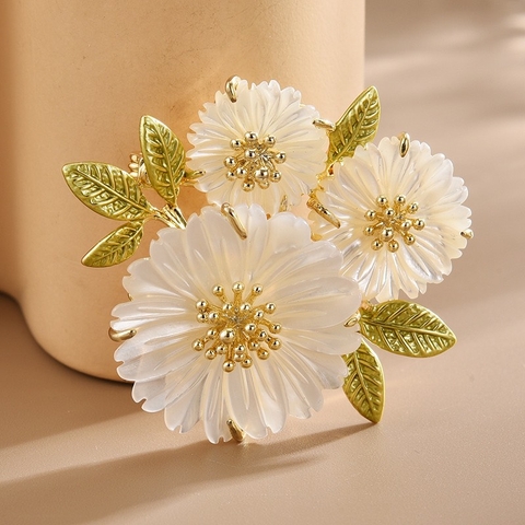 Trâm, Ghim Cài Áo HimHip 3 Hoa Cúc Hoạ Mi Thanh Lịch 3*3,5cm