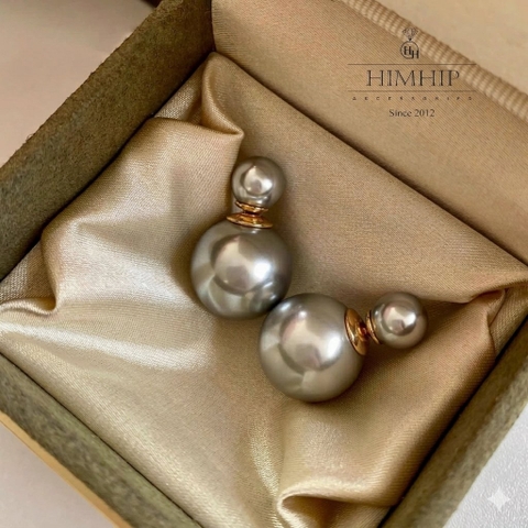 [Noel] Khuyên Tai Nụ HimHip Hạt Tròn To Nhỏ 2 Kiểu Sang Trọng HKCC Mix Hạt Giả Trai 2x0.5cm