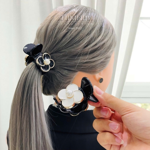 Kẹp Càng Cua HimHip Composite Mix Hạt Giả Trai Hoa 4 Cánh Thanh Lịch 3 Răng 3x5cm