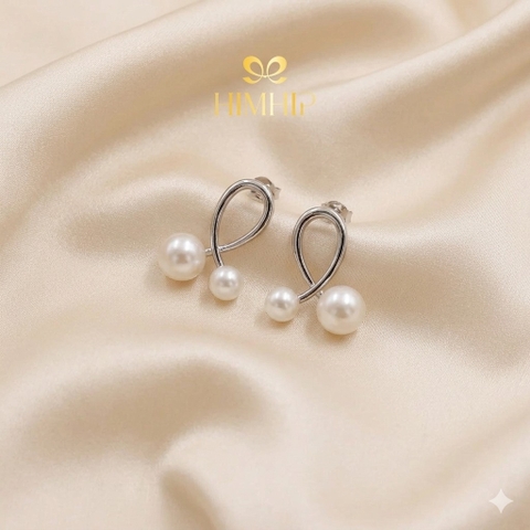 Khuyên Tai Nụ HimHip HKCC White Cherry Trai Thật 5ly và 3ly 1.5x1.2cm