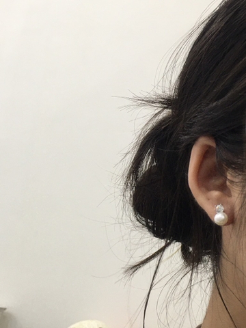 [Thiết kế] Khuyên Tai Nụ HimHip Ngọc Trai Nước Ngọt Sang Trọng HKCC Đính Phale 0.7x1.1cm