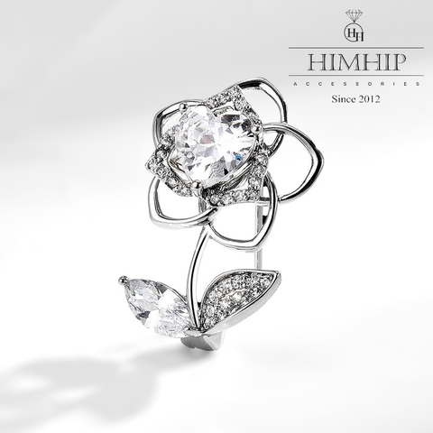 Trâm, Ghim Cài Áo Nhỏ HimHip Hoa Hồng Trắng Cá Tính HKCC Đính Phale 2,5*1,8cm